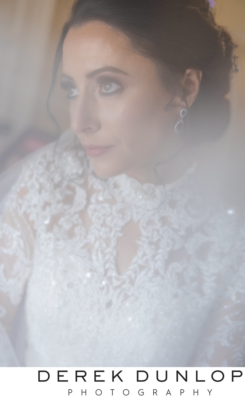 Soft veil bride portrait Pollok House