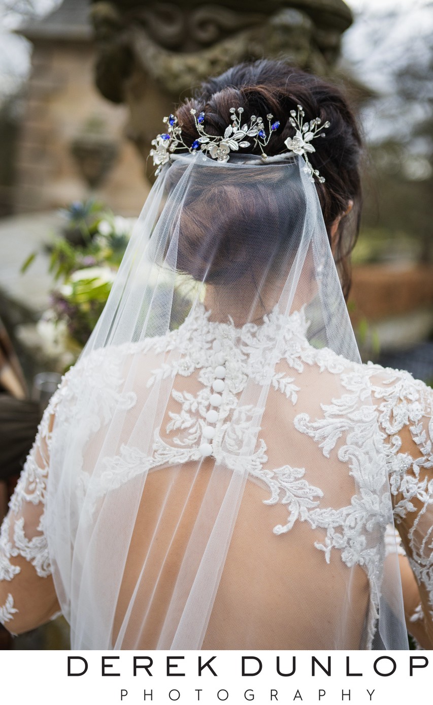 Veil and flower crown detail Pollok House