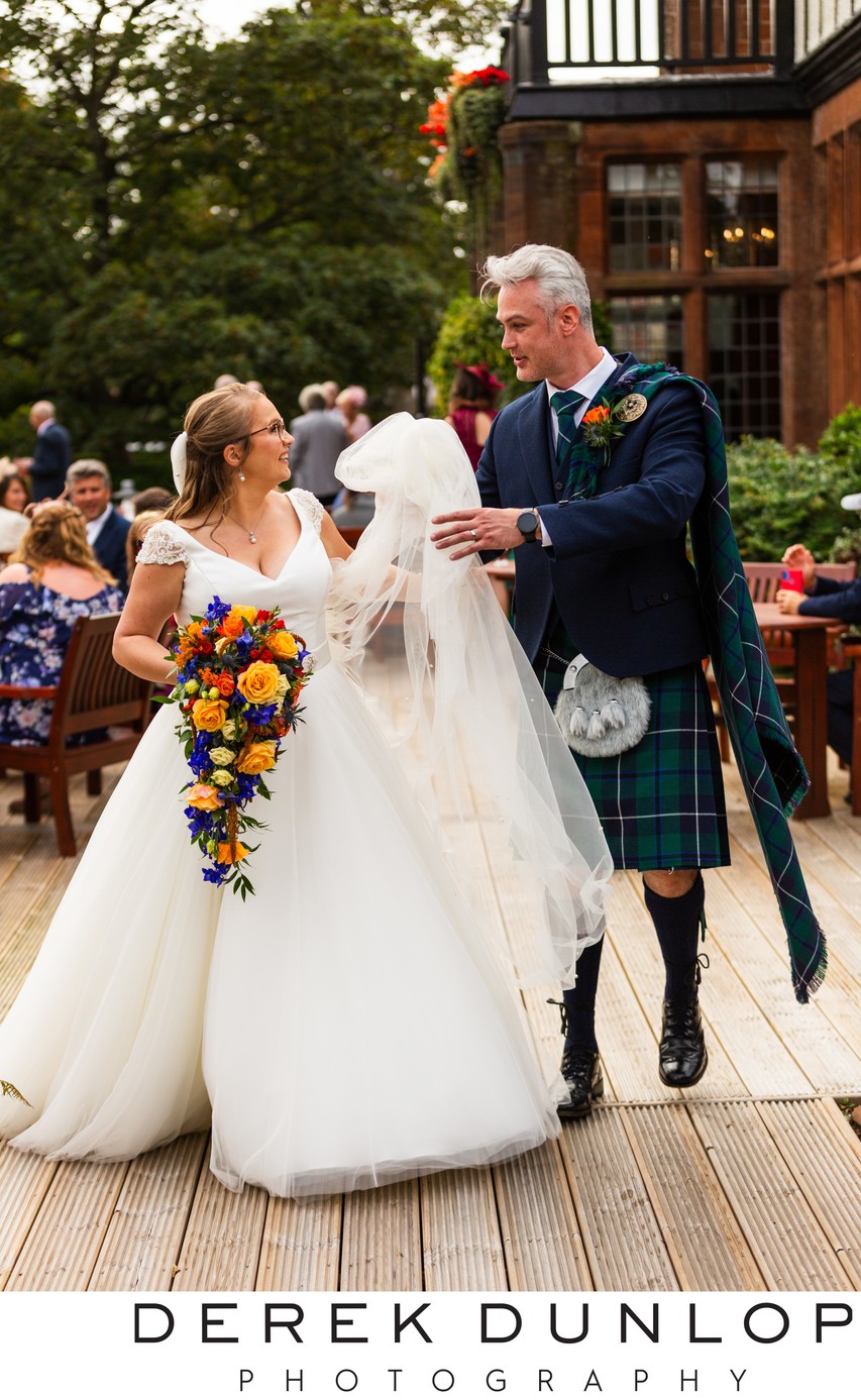 Piersland Wedding with couple walking