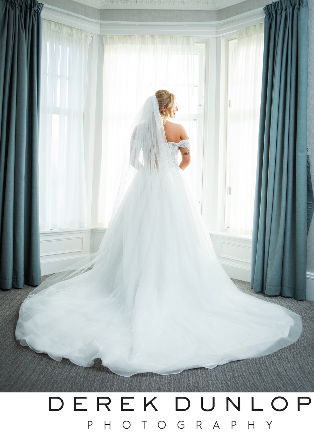 Bride quiet moment before ceremony Marine Troon