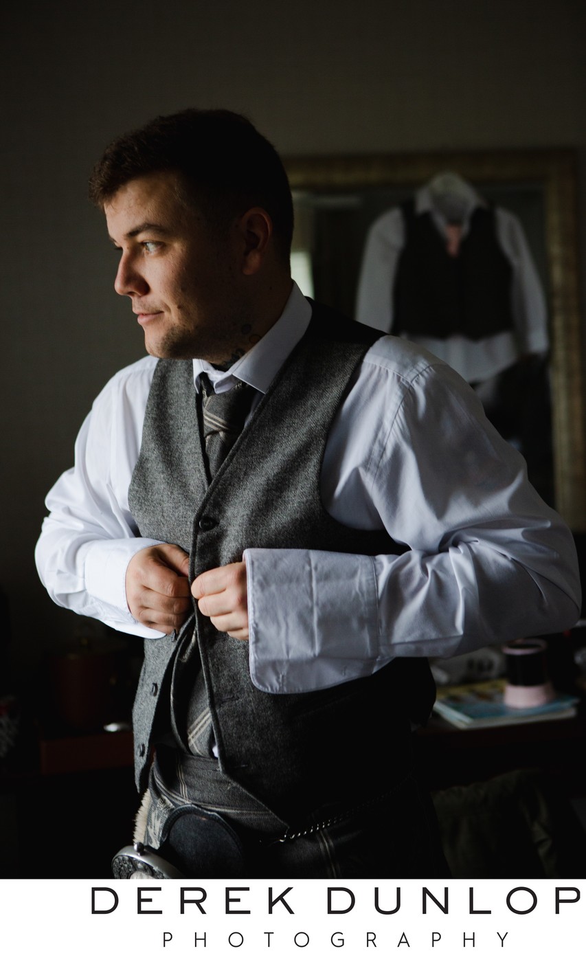 Groom getting ready Marine Hotel Troon