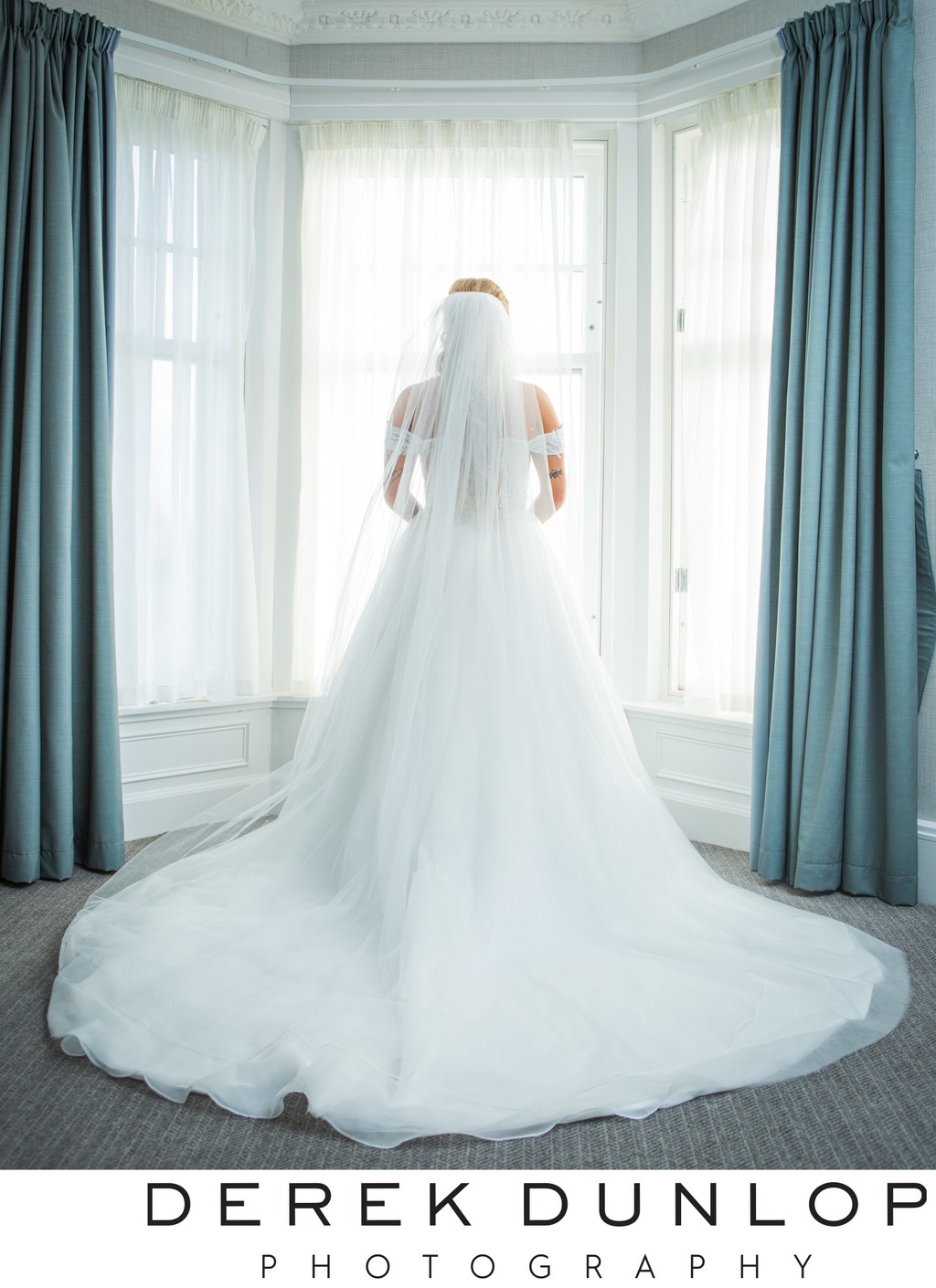 Wedding dress train bay window Marine Troon