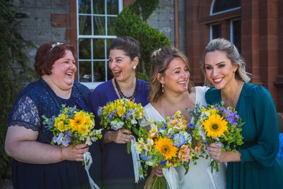 Sunflower bouquets bridesmaids Dumfries