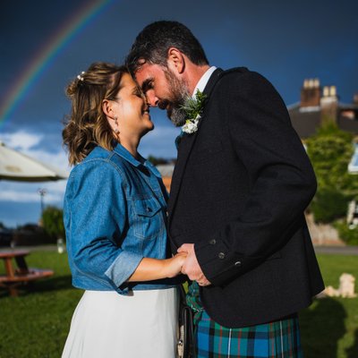 Rainbow couple portrait Dumfries wedding