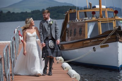 Loch Lomond wedding photograph at lodge on the loch