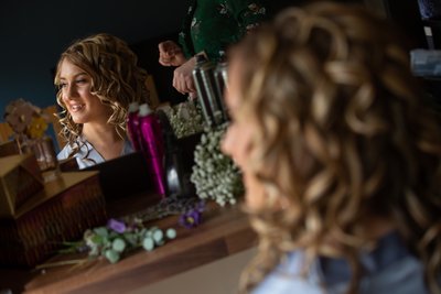 Bride getting ready at home — Cottiers wedding