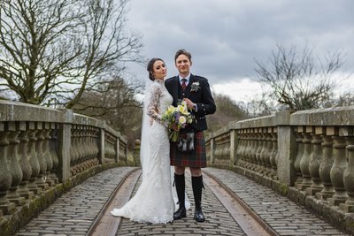 Stone bridge couple Pollok Country Park