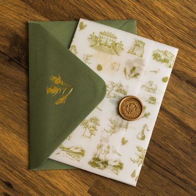 Wedding invitation wax seal Pollok House