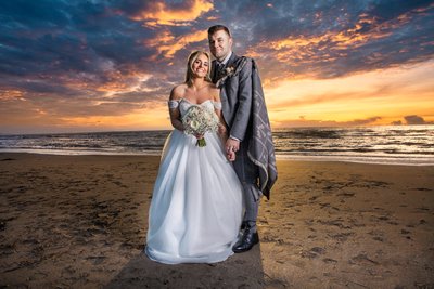 Troon beach sunset wedding portrait Ayrshire
