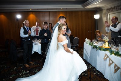 Bride with groom wedding breakfast Marine Troon