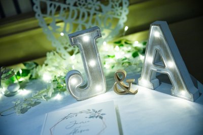 Light up wedding initials Marine Troon detail