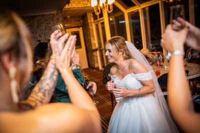 Bride having a laugh at Marine Troon