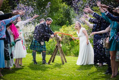 Wedding confetti shot Mabie House Hotel Dumfries