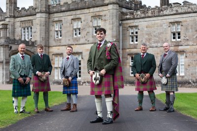 Groom groomsmen kilts Blairquhan Castle Scotland