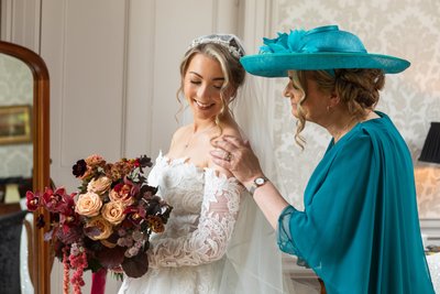 Mother bride veil Blairquhan Castle wedding morning