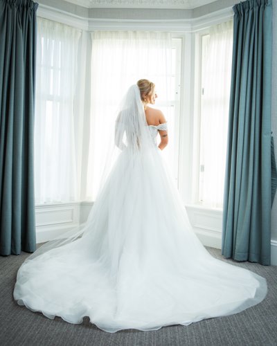Bride quiet moment before ceremony Marine Troon
