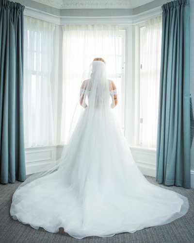 Wedding dress train bay window Marine Troon