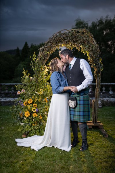 Flower arch kiss Mabie House Dumfries