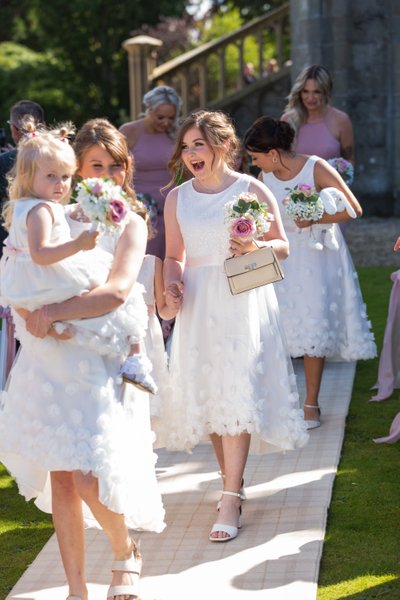 Flower girls aisle walk Ross Priory