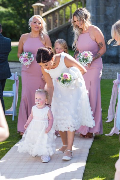 Bridesmaids outdoor aisle Ross Priory