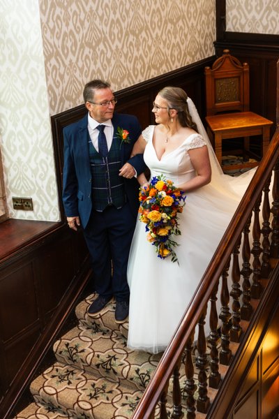 Piersland house hotel - bride and father walking candid