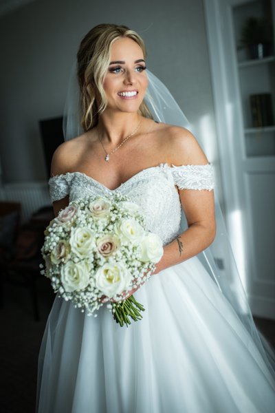 Bride window light portrait Marine Troon