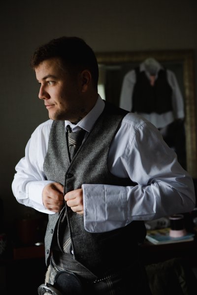 Groom getting ready Marine Hotel Troon