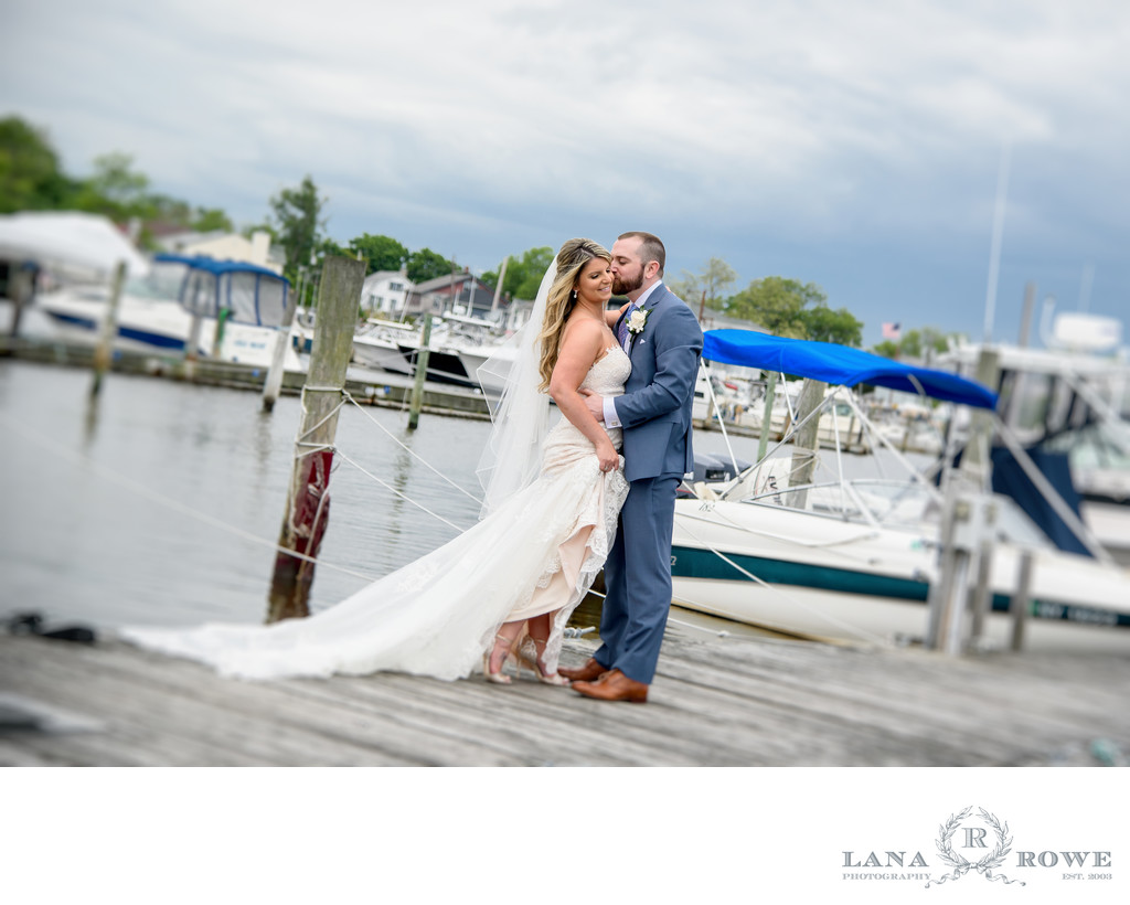 Wedding photo at the marina near Captain Bill's ,Bayshore