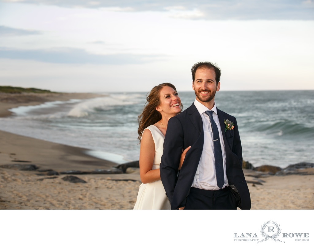 Oceanbleu, Westhampton bride and groom on beach