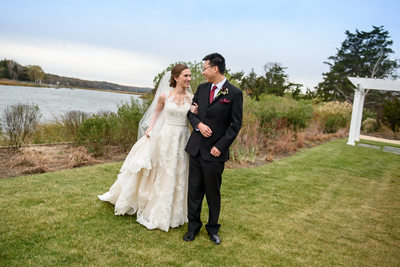 Bride and Groom Old Field Club by the water