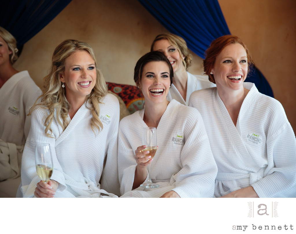 Candid Bridesmaids with Champagne