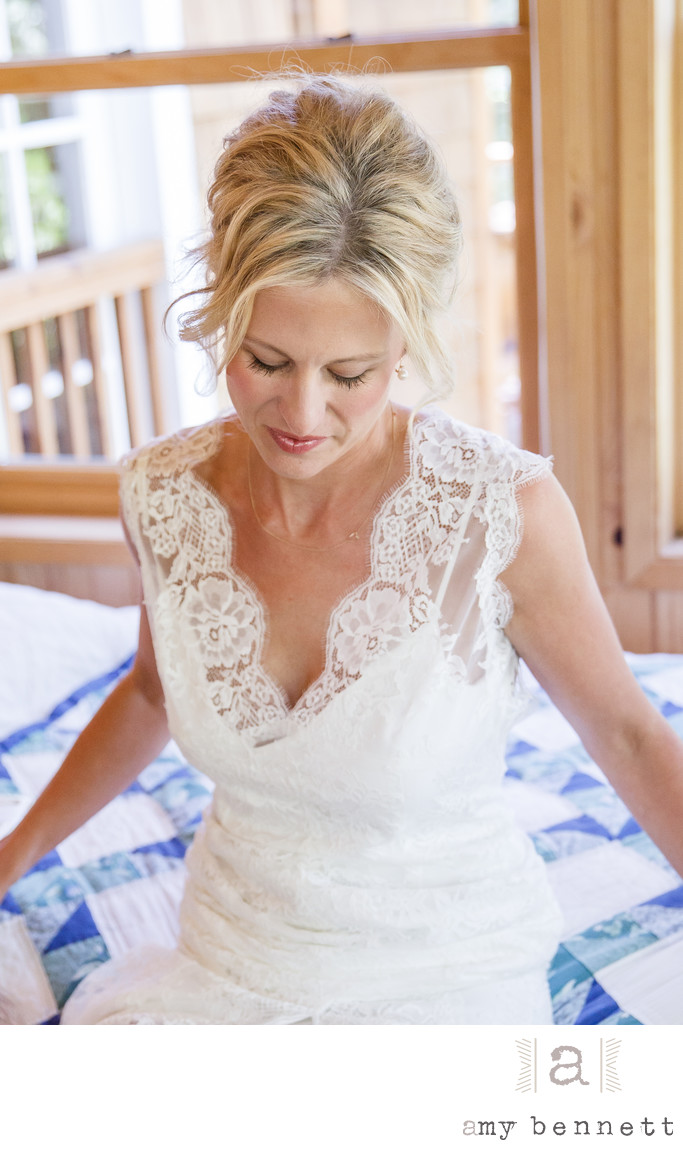 Bride in California Cabin