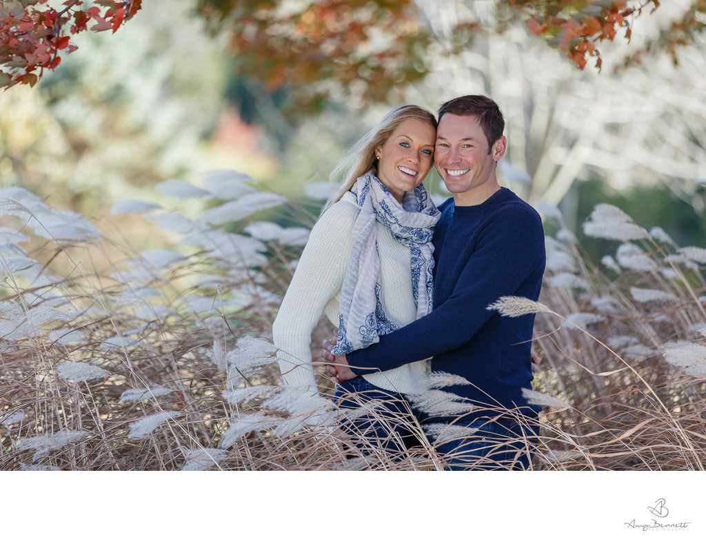 Vermont Engagement Photography in Autumn Wheat Field 