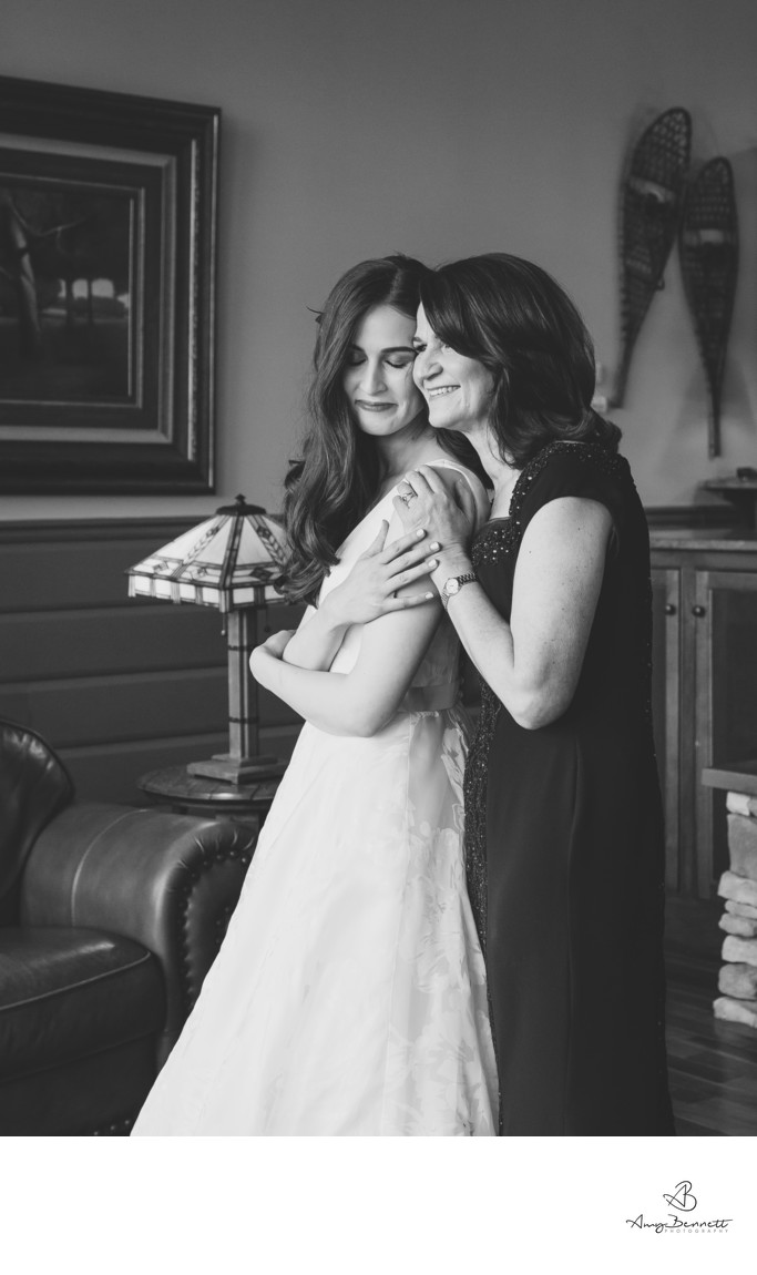 B&W Hug With Mom