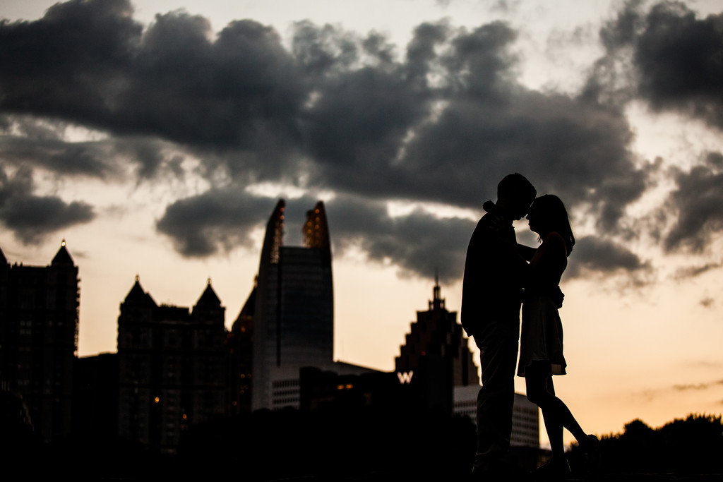 Sunset Atlanta Skyline Engagement Photography