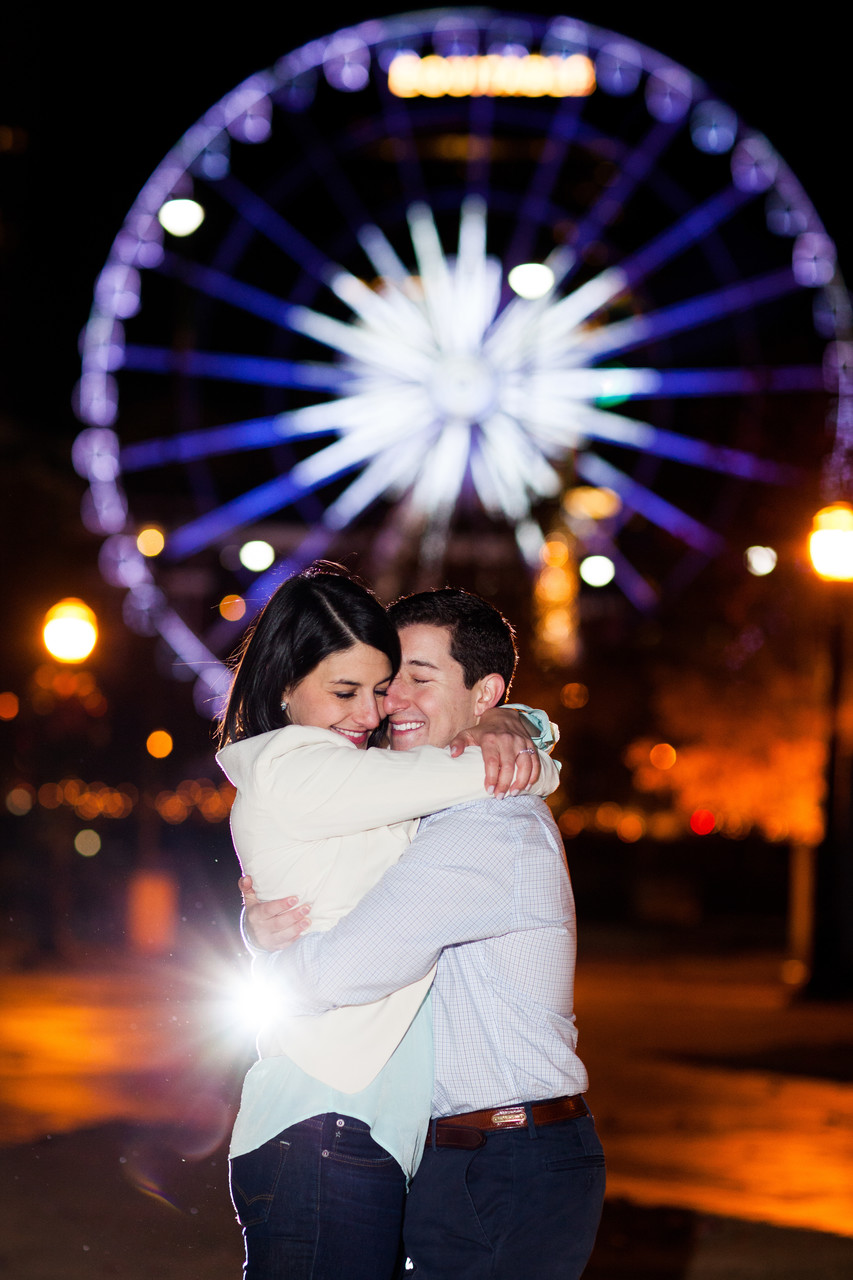Centennial Olympic Park Night Engagement Photography