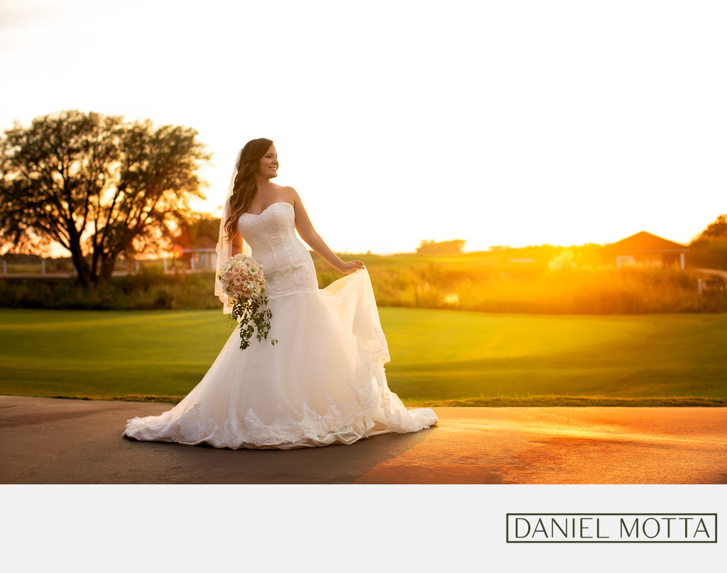 Sunset Bridal Portrait at Tribute Golf Club the Colony