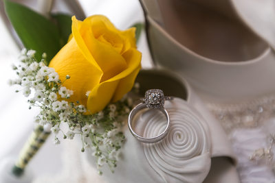 McKinney Wedding Photograph of Flowers, Rings and Shoes