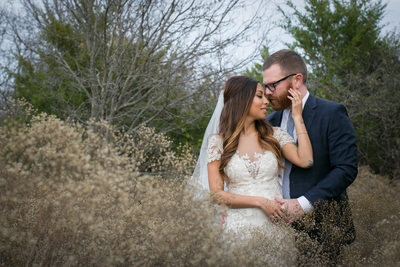 Romantic Moment for Bride and Groom at Arbor Hills 