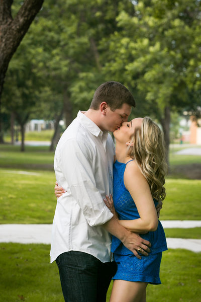 Photograph of Couple Kissing for Engagement in Plano