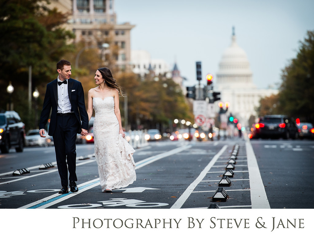 Washington DC Bride and Groom on Pennsylvania Ave