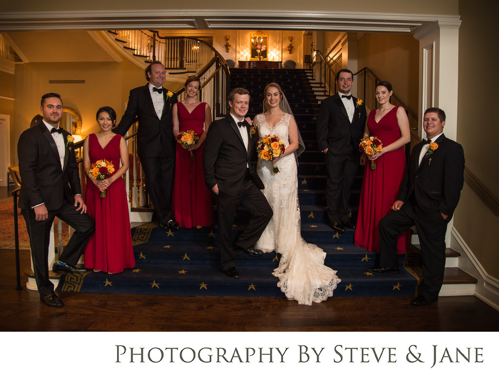 army navy country club wedding party stairs