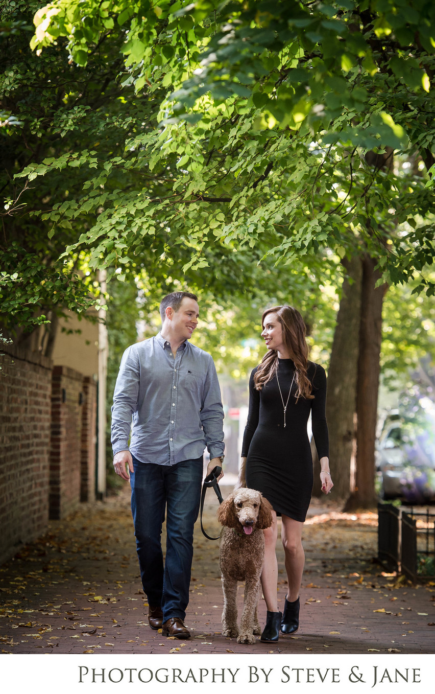 Georgetown Engagement Portraits with a dog