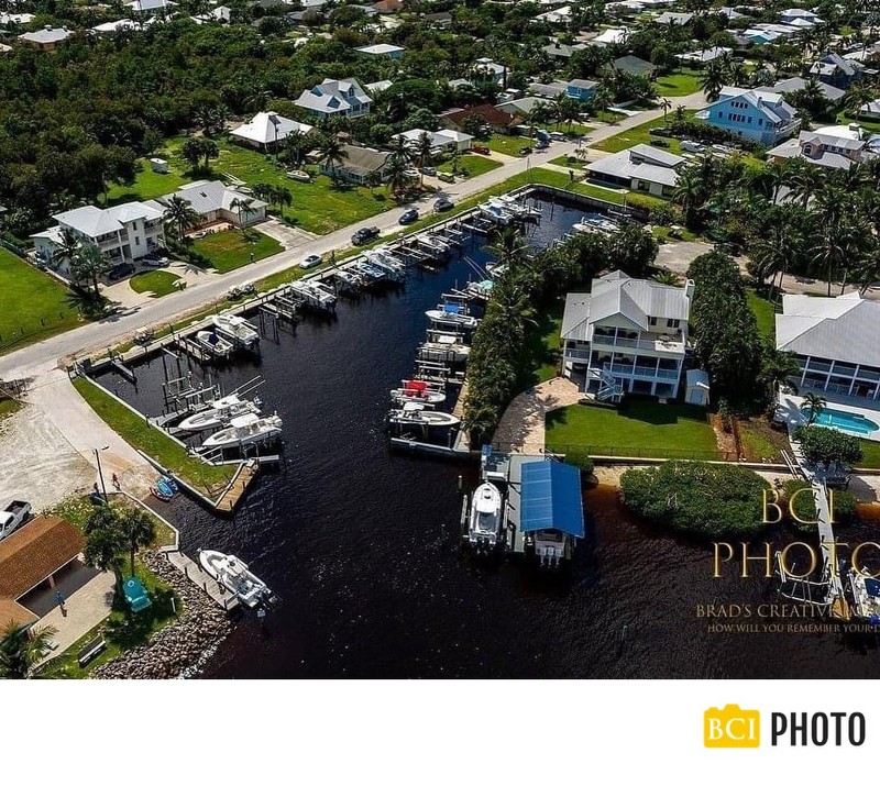 A great aerial drone shot of a waterfront property 