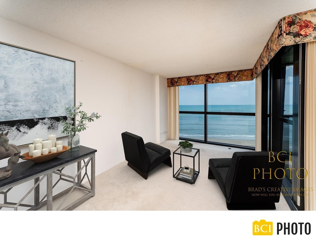 Vacant oceanfront condo enhanced with virtual staging