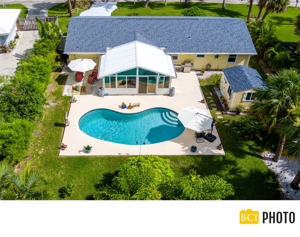 Drone picture of a vero beach air bnb listing