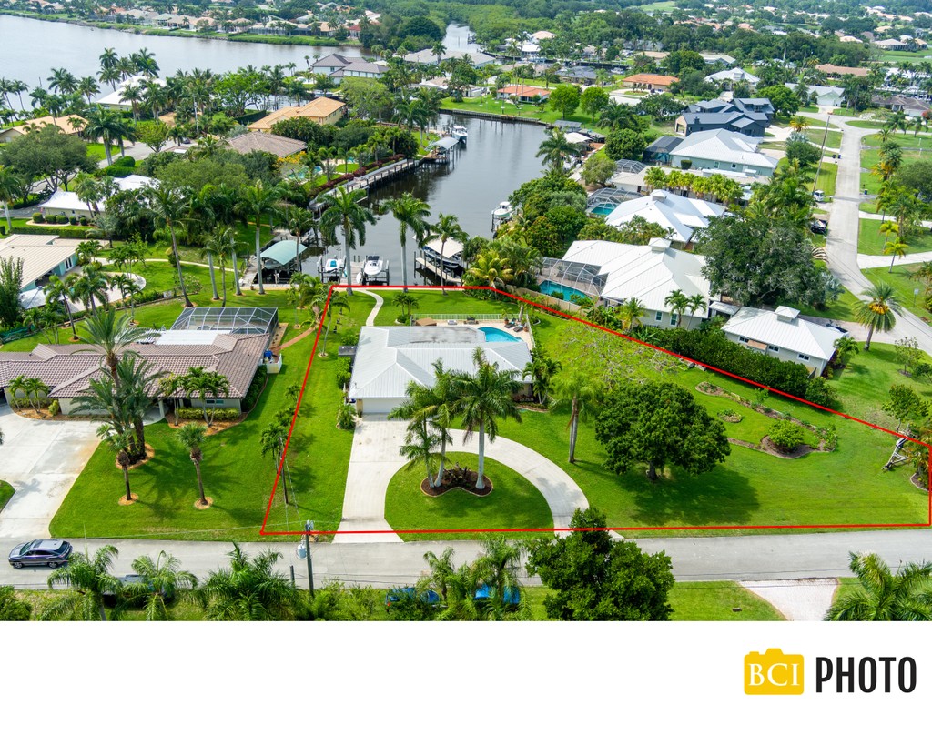 Stuart waterfront home from an aerial drone photograph