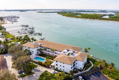 Condo complex on the Ft Pierce Inlet aerial by drone 