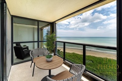 oceanfront condo with virtual patio furniture added in photoshop