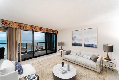 oceanfront condo with virtual furnishings added